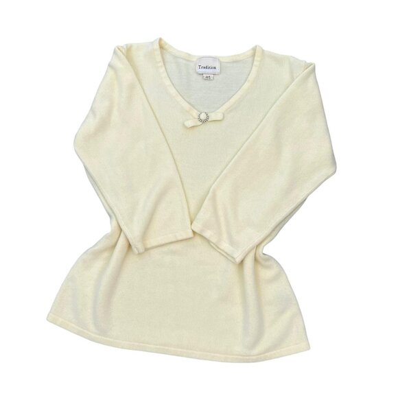 vintage butter yellow three-quarter sleeve top - Picture 6 of 7